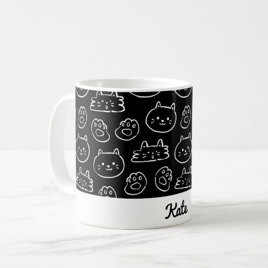 Personalisierte niedliche Katze Kaffeetasse (Vorderseite Links)