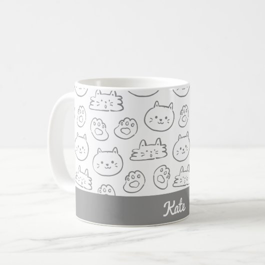 Personalisierte niedliche Katze Kaffeetasse (Vorderseite Links)