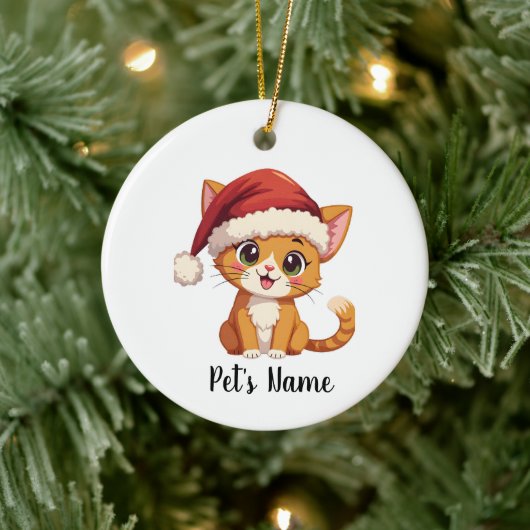 Personalisierte Niedliche Katze Keramik Ornament (Baum)
