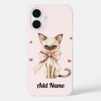Personalisierte Niedliche Katze mit Pink Bow iPhon