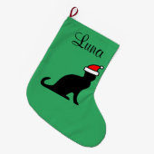 Personalisierte niedliche Katze mit Weihnachtsmann Großer Weihnachtsstrumpf (Vorderansicht (hängend))