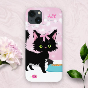 Personalisierte Niedliche Katze Pink und White Kit Case-Mate iPhone Hülle