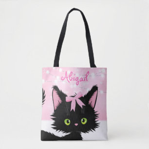 Personalisierte Niedliche Katze Pink und White Kit Tasche