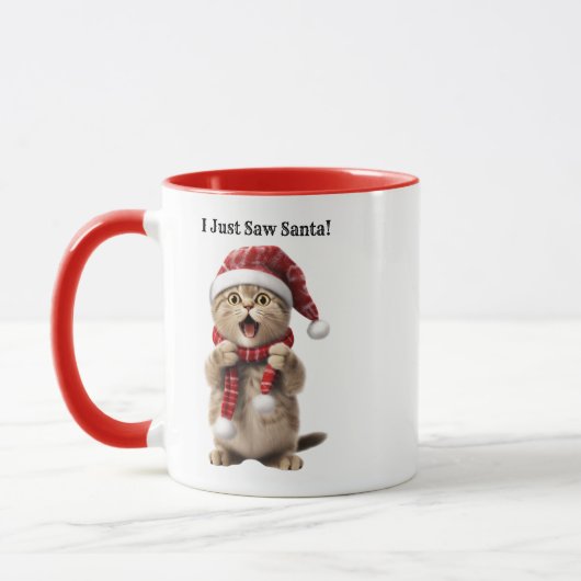 Personalisierte Niedliche Katze Weihnachten Tasse (Links)