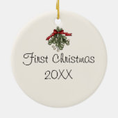 Personalisierte Niedliche Katzen Erster Weihnachts Keramikornament (Hinten)