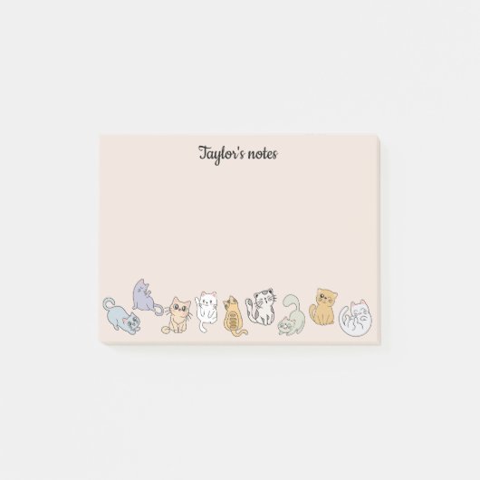 Personalisierte Niedliche Katzen - Hinweise für Ka Post-it Klebezettel (Vorderseite)