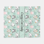 Personalisierte Niedliche Katzen Minze Grün Grau P Fleecedecke (Vorderseite (Horizontal))