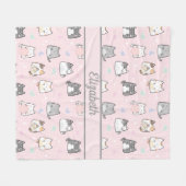 Personalisierte Niedliche Katzen Whimsical Grau Pi Fleecedecke (Vorderseite (Horizontal))