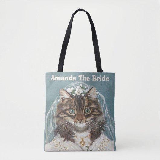 Personalisierte niedliche Katzenbraut Tasche (Vorderseite)