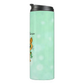 Personalisierte Niedliche Kawaii Cat Holding-Blume Thermosbecher (Nach rechts gedreht)