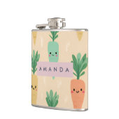 Personalisierte Niedliche Kawaii Pastel Carrot Fac Flachmann (Links)