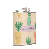 Personalisierte Niedliche Kawaii Pastel Carrot Fac Flachmann (Rechts)