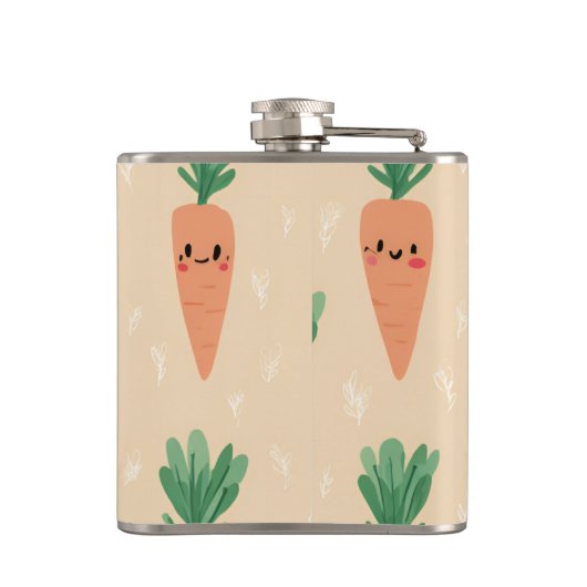 Personalisierte Niedliche Kawaii Pastel Carrot Fac Flachmann (Rückseite)