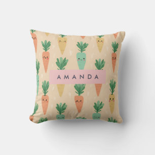 Personalisierte Niedliche Kawaii Pastel Carrot Fac Kissen