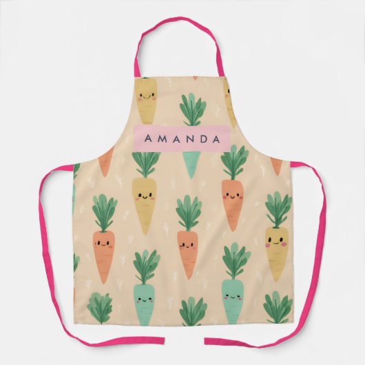 Personalisierte Niedliche Kawaii Pastel Carrot Fac Schürze (Vorderseite)