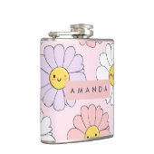 Personalisierte Niedliche Kawaii Pastel Daisy Blum Flachmann (Rechts)