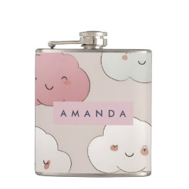 Personalisierte Niedliche Kawaii Pastel Lächeln Wo Flachmann