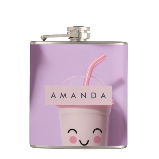 Personalisierte Niedliche Kawaii Pastel Smoothie C Flachmann (Vorderseite)