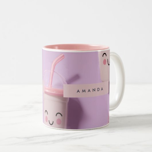 Personalisierte Niedliche Kawaii Pastel Smoothie C Zweifarbige Tasse (VorderseiteRechts)