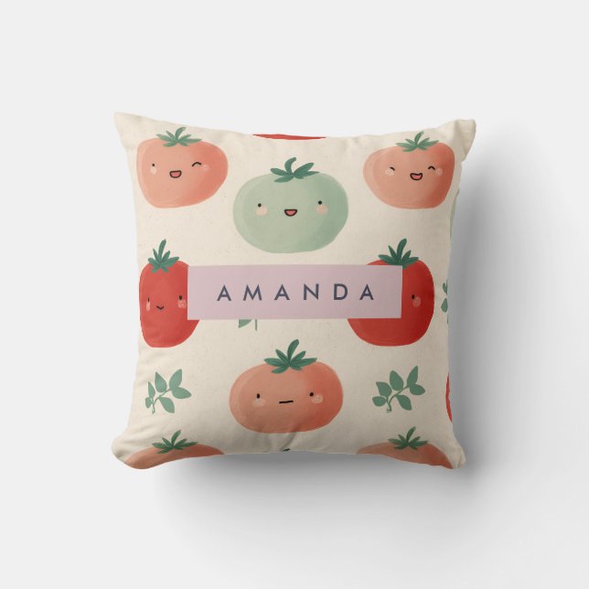 Personalisierte Niedliche Kawaii Pastel Tomato Ges Kissen (Vorderseite)
