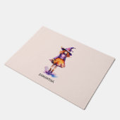 Personalisierte Niedliche Kid Hexe Halloween Fußmatte (Schrägansicht)