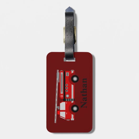 Personalisierte Niedliche Kinder Red Firecar Gepäc Gepäckanhänger (Rückseite vertikal)