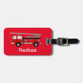 Personalisierte Niedliche Kinder Red Firecar Gepäc Gepäckanhänger (Vorderseite horizontal)