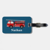 Personalisierte Niedliche Kinder Red Firecar Gepäc Gepäckanhänger (Rückseite horizontal)