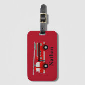 Personalisierte Niedliche Kinder Red Firecar Gepäc Gepäckanhänger (Vorderseite Vertikal)