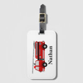 Personalisierte Niedliche Kinder Red Firecar Gepäc Gepäckanhänger (Vorderseite Vertikal)