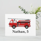 Personalisierte Niedliche Kinder Roter Feuerwehrwa Einladung (Stehend Vorderseite)