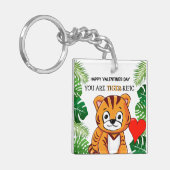 Personalisierte Niedliche Kinder Tiger-Valentinsta Schlüsselanhänger (Vorderseite links)