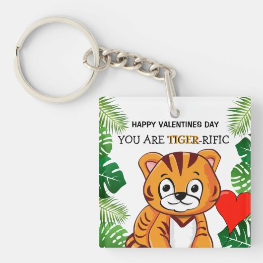 Personalisierte Niedliche Kinder Tiger-Valentinsta Schlüsselanhänger (Vorderseite)