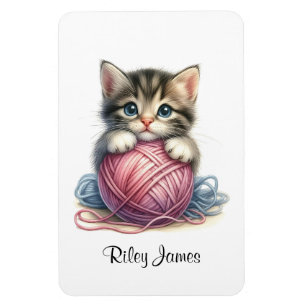 Personalisierte Niedliche Kitten mit Ball of Yarn Magnet