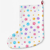 Personalisierte Niedliche Kitten Paw Print Großer Weihnachtsstrumpf (Rückseite)