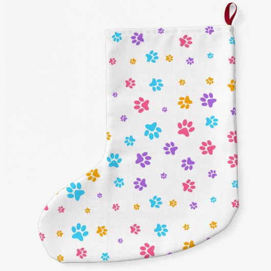 Personalisierte Niedliche Kitten Paw Print Großer Weihnachtsstrumpf (Rückseite)