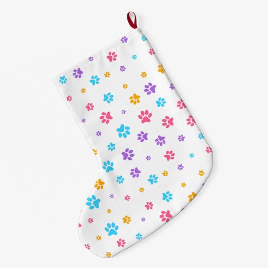 Personalisierte Niedliche Kitten Paw Print Großer Weihnachtsstrumpf (Rückseite (Hängend))