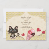 Personalisierte Niedliche Kitty Cat Geburtstagsein Einladung (Rückseite)