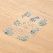 Personalisierte Niedliche Koala Eucalyptus Babydus Acryleinladungen (Ablage )