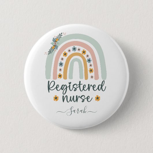 Personalisierte Niedliche Krankenschwester mit Nam Button (Vorderseite)