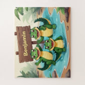 Personalisierte Niedliche Krokodile Kinder Puzzle (Vertikal)