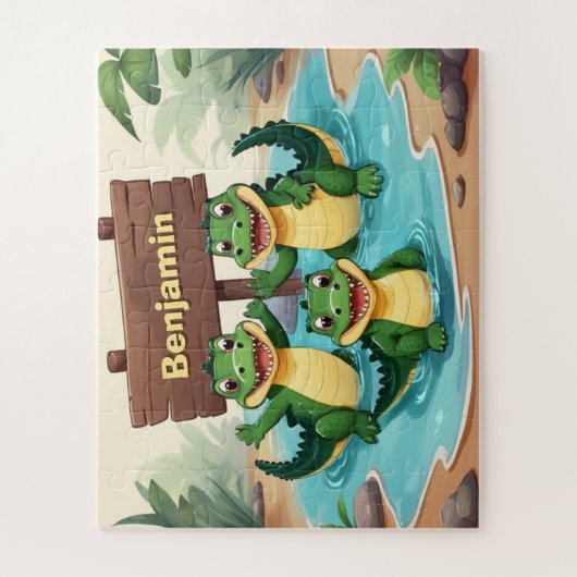 Personalisierte Niedliche Krokodile Kinder Puzzle (Vertikal)