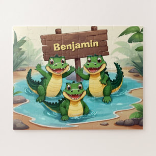 Personalisierte Niedliche Krokodile Kinder Puzzle