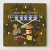 Personalisierte Niedliche Küche Kochdesign Quadratische Wanduhr (Vorderseite)