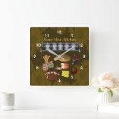 Personalisierte Niedliche Küche Kochdesign Quadratische Wanduhr (Zuhause)