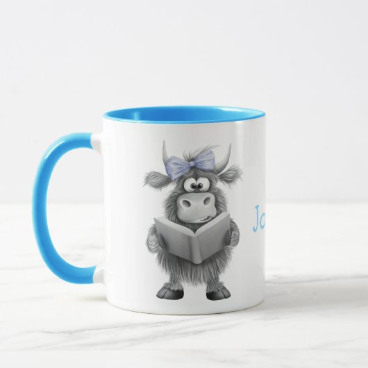 Personalisierte Niedliche Kuh-Tasse mit blauem Gri Tasse (Links)