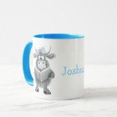 Personalisierte Niedliche Kuh-Tasse mit blauem Gri Tasse (Vorderseite Links)