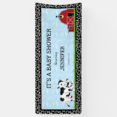 Personalisierte Niedliche Kühe Schwarz-weiß Babydu Banner (Vertikal)