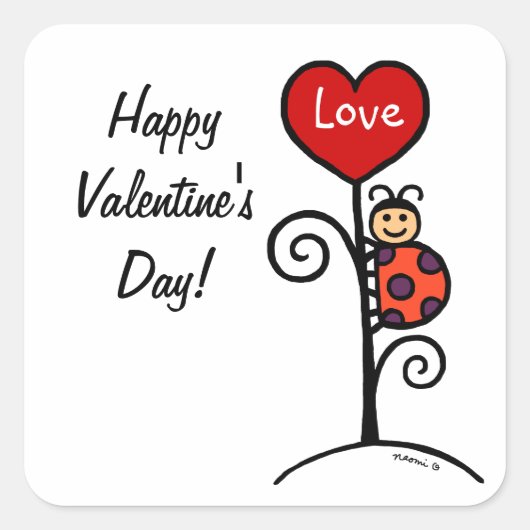 Personalisierte Niedliche LadyBug zeichnend Quadratischer Aufkleber (Vorderseite)