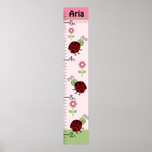 Personalisierte Niedliche Ladybugs & Blume Wachstu Poster